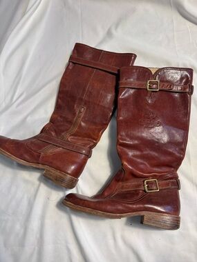 Vintage Coach Brown Leather Mid-Calf Buckle Riding Boots GUC size 8